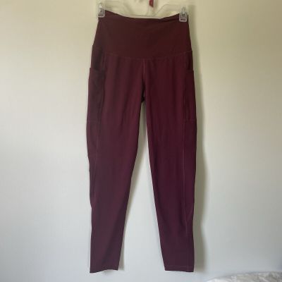 Baleaf Maroon Red High Rise Stretchy Athleisure Skinny Full Length Legging XS